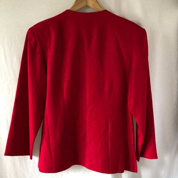 Jennifer Eden Red Ramie Blend Button Down Jacket - Picture 3 of 3